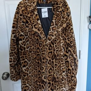 Forever 21 Plus NWT Faux Fur Leopard Coat Size 3X
